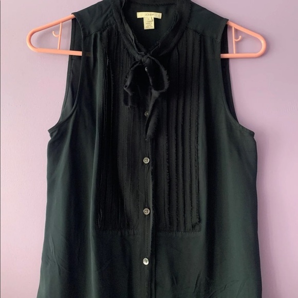 J. Crew 100% Silk Neck-Tie Blouse - Picture 2 of 12